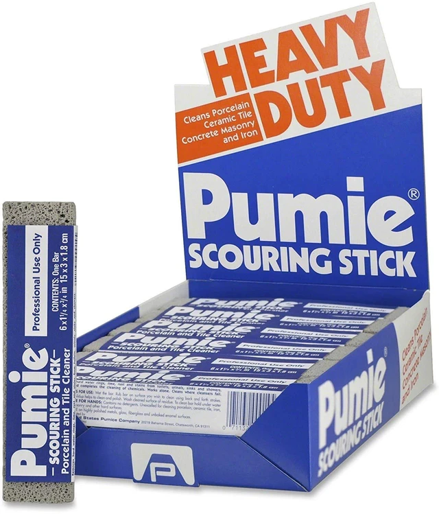 Main image of Pumice Scouring Stick for Cleaning Toilets & Hard Water Ring, 12-Pack | Extra Strong Heavy Duty Pumice Stone for Toilet Cleaning, Rust, Grills, Tough Bathroom Stains, Sold as Pack of 12 Sticks