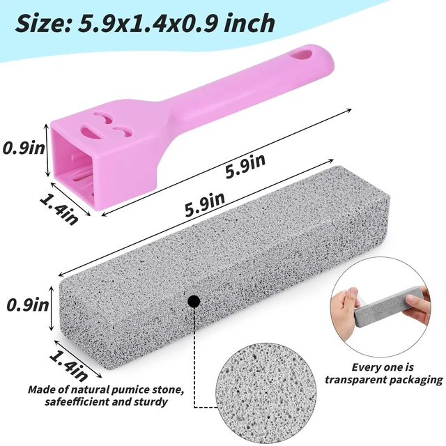 Alt view image 2 of 7 - 50 Pcs Pumice Stone for Toilet Cleaning with 2 Handles Bowl Ring Remover | Grey Pumice Stick Cleaner with Universal Handles, Removes Tough Stains from Toilets, Baths, Pools, Sinks and More