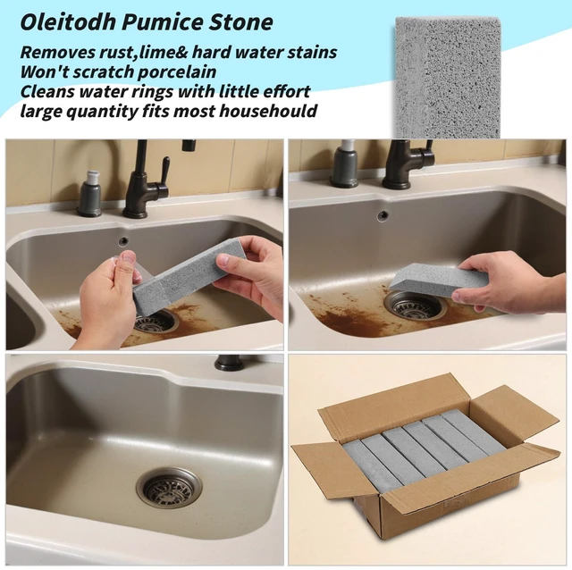 Alt view image 3 of 7 - 50 Pcs Pumice Stone for Toilet Cleaning with 2 Handles Bowl Ring Remover | Grey Pumice Stick Cleaner with Universal Handles, Removes Tough Stains from Toilets, Baths, Pools, Sinks and More