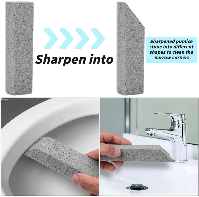 Alt view image 5 of 7 - 50 Pcs Pumice Stone for Toilet Cleaning with 2 Handles Bowl Ring Remover | Grey Pumice Stick Cleaner with Universal Handles, Removes Tough Stains from Toilets, Baths, Pools, Sinks and More