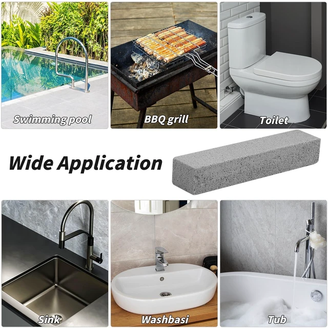 Alt view image 6 of 7 - 50 Pcs Pumice Stone for Toilet Cleaning with 2 Handles Bowl Ring Remover | Grey Pumice Stick Cleaner with Universal Handles, Removes Tough Stains from Toilets, Baths, Pools, Sinks and More