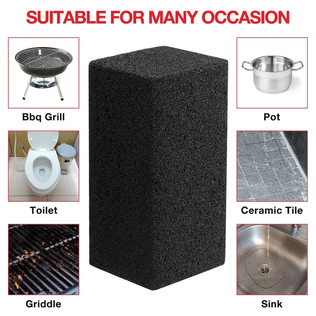 Alt view image 6 of 7 - 10 Pieces Commercial Grill Cleaning Brick Pumice Stone Bulk,Black | Heavy Duty Reusable Blocks, For Restaurant Griddles Flat Tops, Cleans BBQ Grates Outdoor Grills, Removes Tough Grease