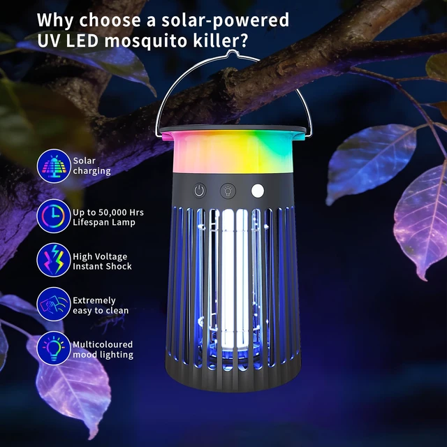 Alt view image 2 of 7 - Mosquito Zapper Outdoor Bug Zapper & Trap, 4200V Rechargeable Waterproof Killer Lamp for Patio, Garden, Camping & Home, Repels Mosquitoes, Traps Fruit Flies & Gnats