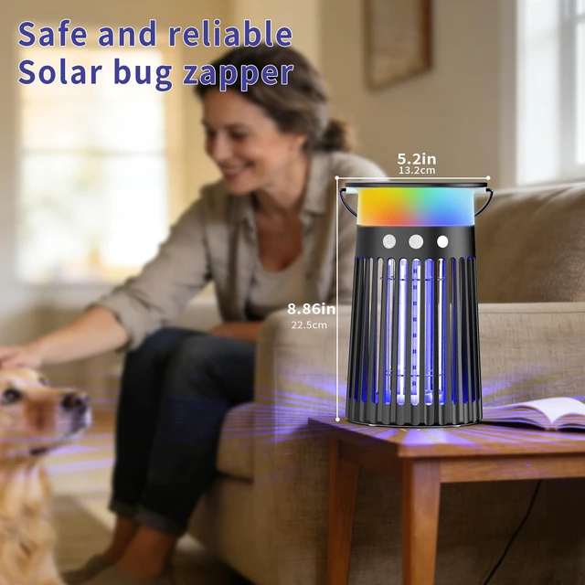 Alt view image 3 of 7 - Mosquito Zapper Outdoor Bug Zapper & Trap, 4200V Rechargeable Waterproof Killer Lamp for Patio, Garden, Camping & Home, Repels Mosquitoes, Traps Fruit Flies & Gnats