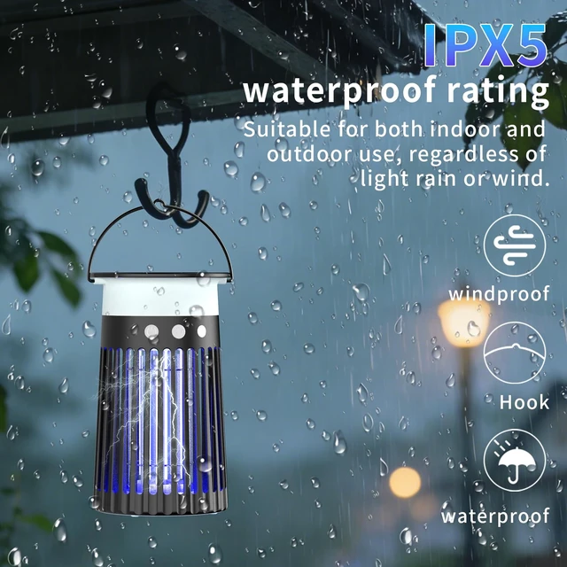 Alt view image 7 of 7 - Mosquito Zapper Outdoor Bug Zapper & Trap, 4200V Rechargeable Waterproof Killer Lamp for Patio, Garden, Camping & Home, Repels Mosquitoes, Traps Fruit Flies & Gnats