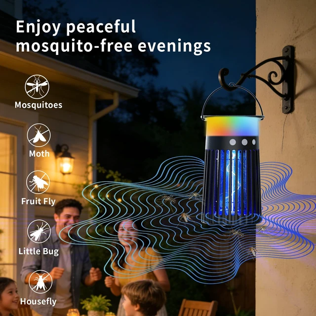 Alt view image 6 of 7 - Mosquito Zapper Outdoor Bug Zapper & Trap, 4200V Rechargeable Waterproof Killer Lamp for Patio, Garden, Camping & Home, Repels Mosquitoes, Traps Fruit Flies & Gnats
