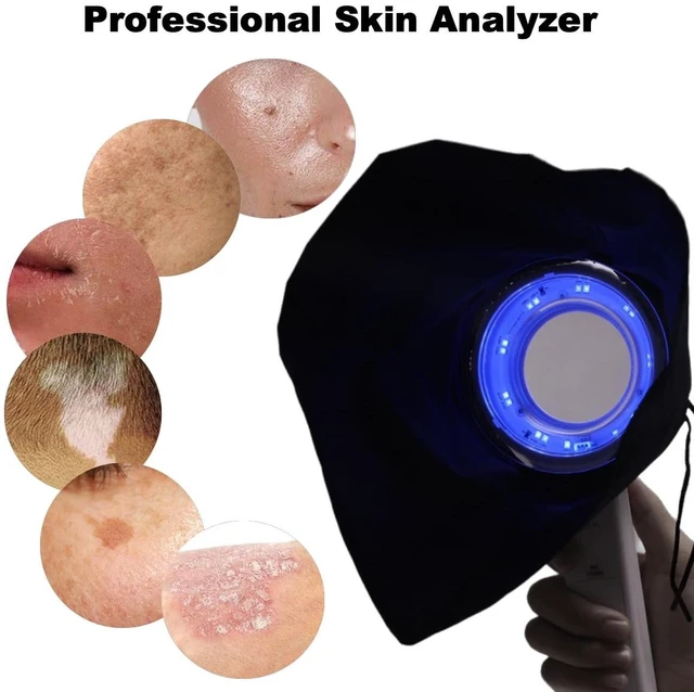 Alt view image 3 of 7 - Portable Woods Lamp, Professional Woods Lamp Skin Analyzer, Rechargeable Pet Urine Detector, Built-in 3X Magnifying Mirror for Facial Skin Condition Test, w/Light Shield & Pouch