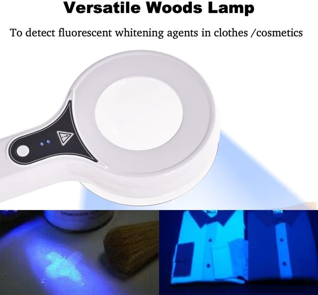 Alt view image 4 of 7 - Portable Woods Lamp, Professional Woods Lamp Skin Analyzer, Rechargeable Pet Urine Detector, Built-in 3X Magnifying Mirror for Facial Skin Condition Test, w/Light Shield & Pouch