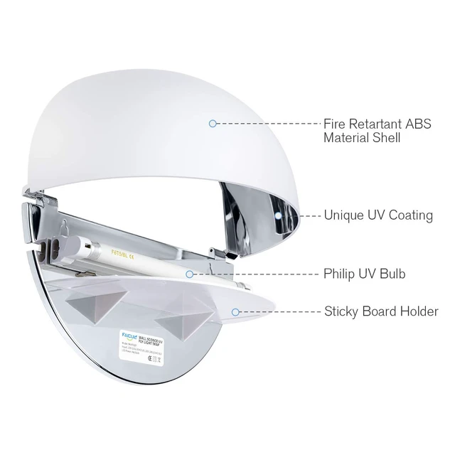 Alt view image 3 of 7 - Wall Sconce Fly Light Trap for Capturing Flies, Moths, Gnats, Mosquitos and Other Flying Insects-12"x6.1"x5.98"