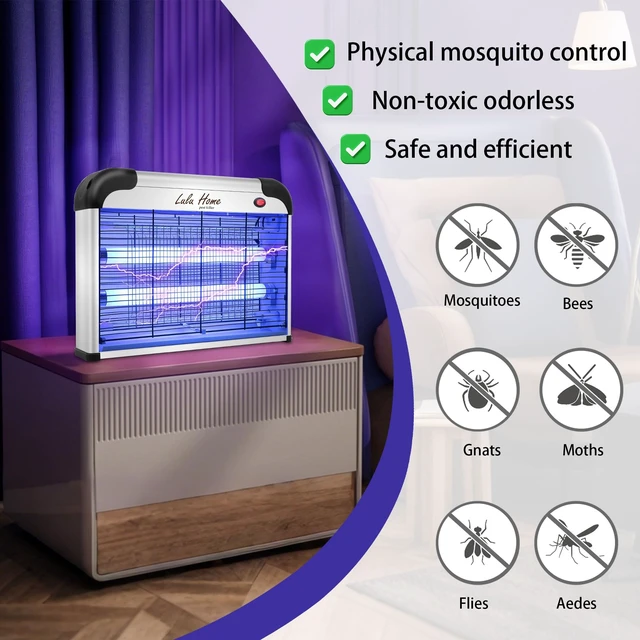 Alt view image 3 of 7 - Electric Bug Zapper, Aluminium Indoor Mosquito Killer Insect Trap for Mosquito, Bug, Fly with Powerful 2800V Grid 25W Bulbs