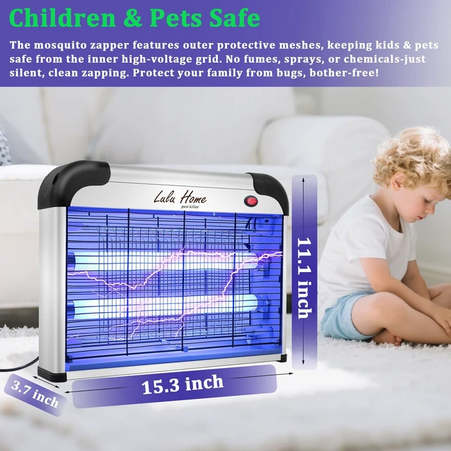 Alt view image 2 of 7 - Electric Bug Zapper, Aluminium Indoor Mosquito Killer Insect Trap for Mosquito, Bug, Fly with Powerful 2800V Grid 25W Bulbs