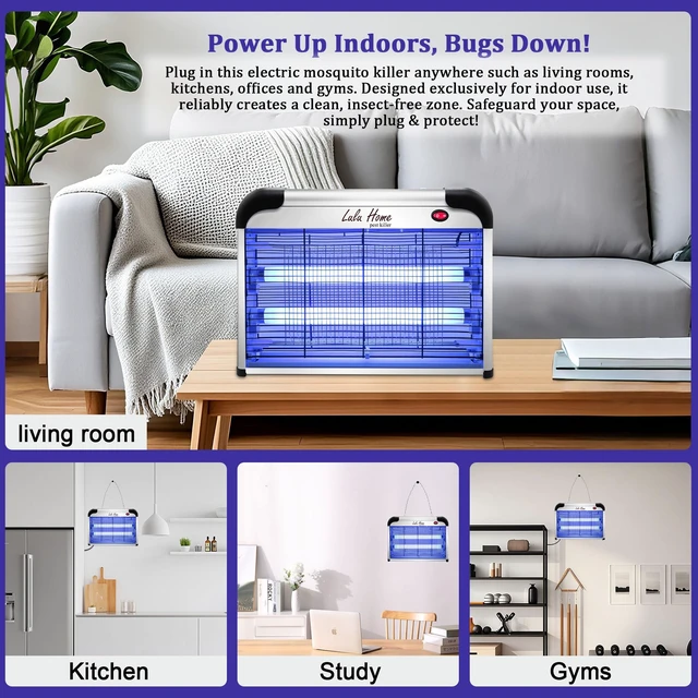 Alt view image 7 of 7 - Electric Bug Zapper, Aluminium Indoor Mosquito Killer Insect Trap for Mosquito, Bug, Fly with Powerful 2800V Grid 25W Bulbs