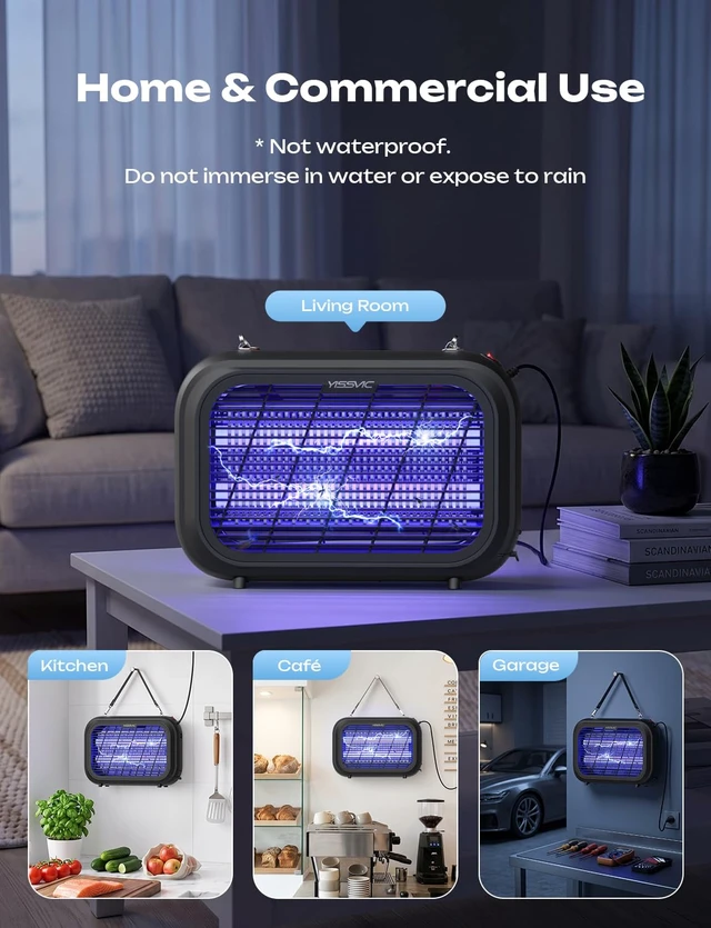 Alt view image 3 of 7 - 20W Indoor Bug Zapper Electric Insect Killer Black | 4300V Killing Shock, EPA Registered, Collection Tray, 2026 Upgraded Mesh, Quiet Operation