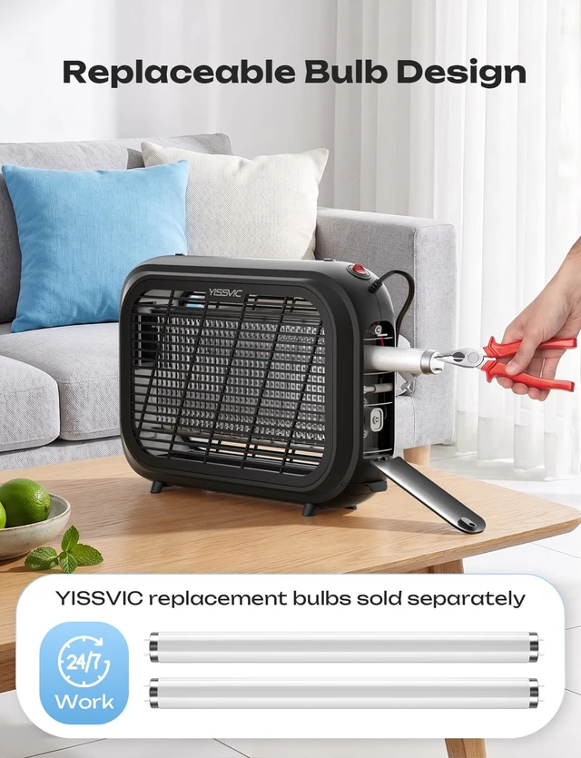 Alt view image 6 of 7 - 20W Indoor Bug Zapper Electric Insect Killer Black | 4300V Killing Shock, EPA Registered, Collection Tray, 2026 Upgraded Mesh, Quiet Operation