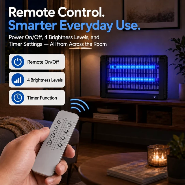 Alt view image 2 of 7 - Indoor Bug Zapper, Wireless LED Mosquito Killer with Timer, Remote ControlDimmable Soft Light, Quiet Fly Trap for Bedroom, Kitchen, Garage