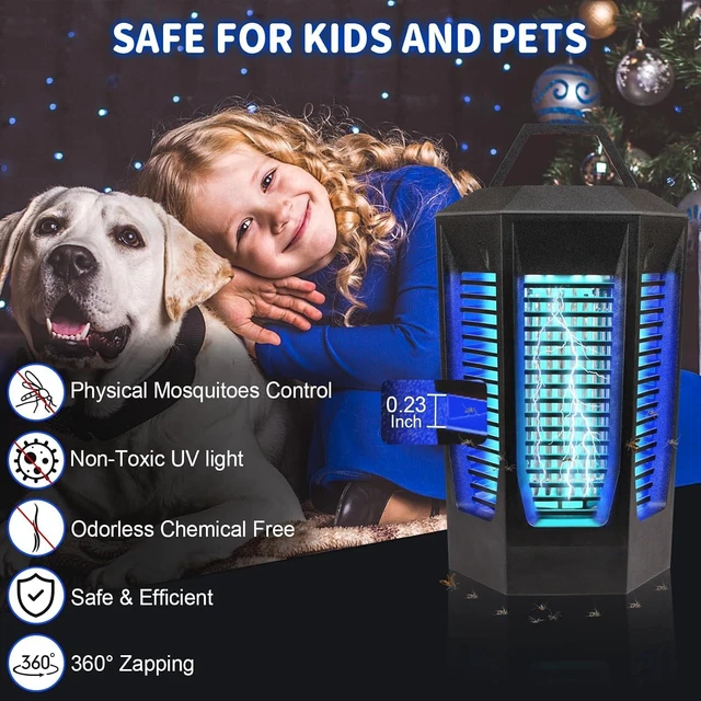 Alt view image 4 of 7 - Bug Zapper, 4200V Electric Mosquito Lamp, High Powered Insect Fly Trap, Gnat Moth Fruit Fly Catcher, 2300 Sq. Ft. Coverage IPX4 Waterproof for Home, Outdoor and Indoor