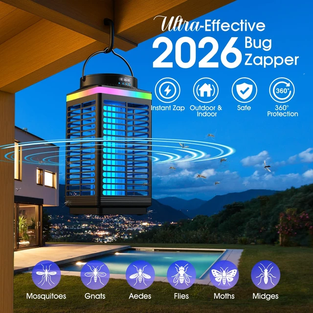 Alt view image 2 of 7 - Bug Zapper Outdoor, 4-in-1 4200V Electric Mosquito Zapper, Rechargeable Bug Zapper Cordless Fly Zapper with LED Night Light, Waterproof IP68, Portable & Wireless Insect Zapper for Patio