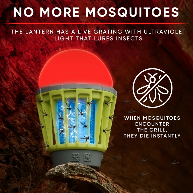 Alt view image 5 of 7 - Camping Lantern with Mosquito Protection | Waterproof IP67 | White Red Light | Compact Portable for Camping, Hiking, Fishing