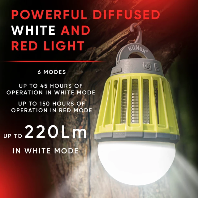Alt view image 6 of 7 - Camping Lantern with Mosquito Protection | Waterproof IP67 | White Red Light | Compact Portable for Camping, Hiking, Fishing