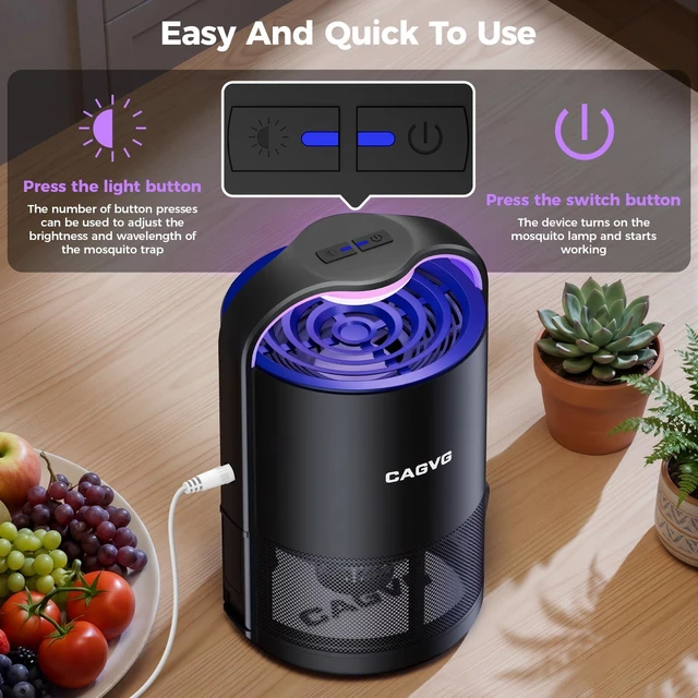 Alt view image 4 of 6 - Fruit Fly Traps for Indoors, Indoor Fly Trap with Adjust Lighting, Black | Plug-in Gnat & Fruit Fly Killer for Home Kitchen Bedroom, with 10 Glue Refills