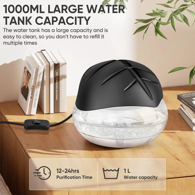 Alt view image 4 of 7 - Water Based Air Purifier for Home with 6x10ml Essential Oils Diffuser and Humidifier Function, Rainbow Air Washer with LED Light, Freshener for Smoke and Pet Odors