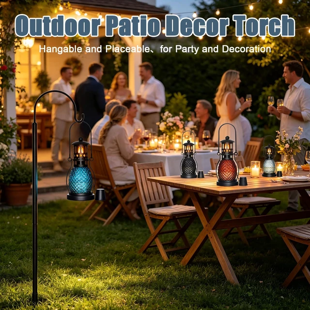 Alt view image 6 of 6 - Citronella Torches 12.5 oz,4-Prong Grounded Stake-4 Pcs,27"-55" Height Adjustment,Garden Torches for Outside for Party,Yard, Backyard