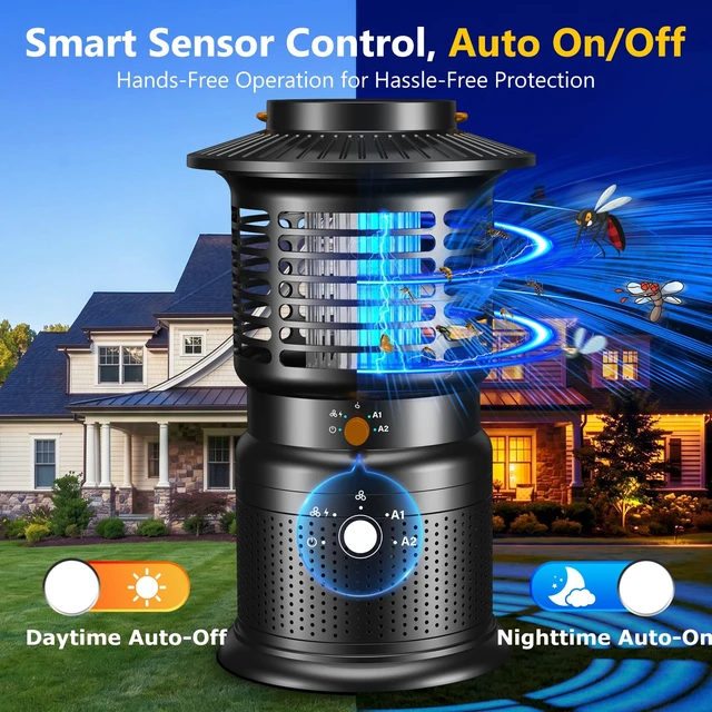 Alt view image 6 of 7 - Bug Zapper Outdoor Indoor, Smart Fly Trap, Auto ON/Off Mosquito Trap, Rechargeable 10000mAh Insect Zapper, 2-in-1 Suction & Zap, IPX5 Waterproof for Bedroom, Kitchen & Patio