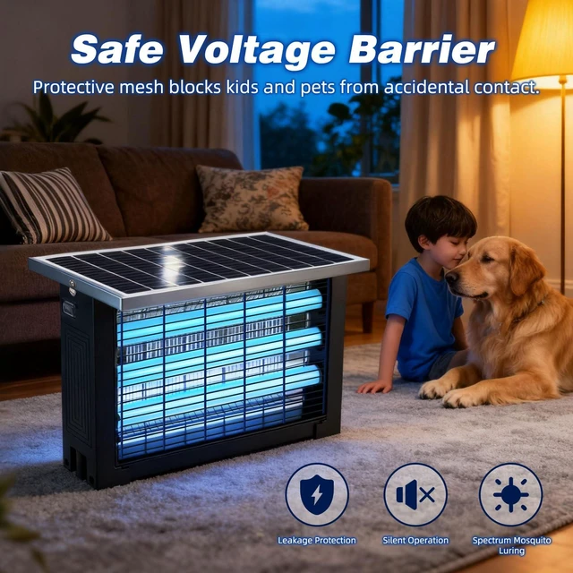 Alt view image 3 of 7 - Powerful Large Solar Bug Zapper for 3000 sq.ft with 13FT Extension Cord | Rechargeable Outdoor Mosqutio Killer with 13W Solar Panel, Waterproof Solar Bug Zapper for Patio Garden Backyard RV Camping