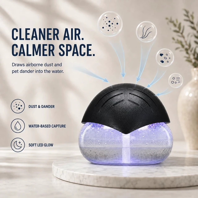 Alt view image 5 of 7 - Air FreshenerBlack - for Home, Bedroom, Office and Warehouse - Essential Oil Aroma Diffuser with LED Color Night Light and Soothing Water Flow Sound - for Pets and Smokers.