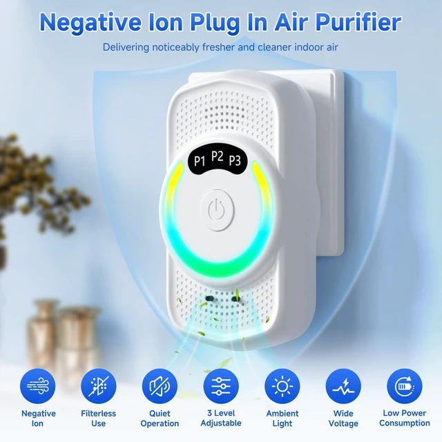 Alt view image 2 of 7 - or Home 4 Pack, Adjustable Negative Ion Plug In Air Purifier | 3 Levels & Indicator Light, Portable Air Cleaner Smoke Dust Pets Odor Eliminator, Mini Air Freshener Ozone-Free &