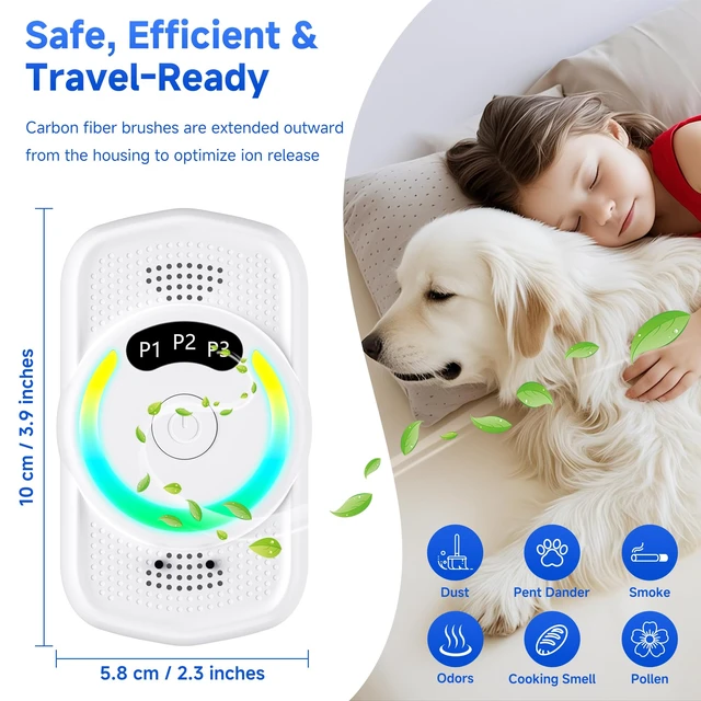 Alt view image 3 of 7 - or Home 4 Pack, Adjustable Negative Ion Plug In Air Purifier | 3 Levels & Indicator Light, Portable Air Cleaner Smoke Dust Pets Odor Eliminator, Mini Air Freshener Ozone-Free &