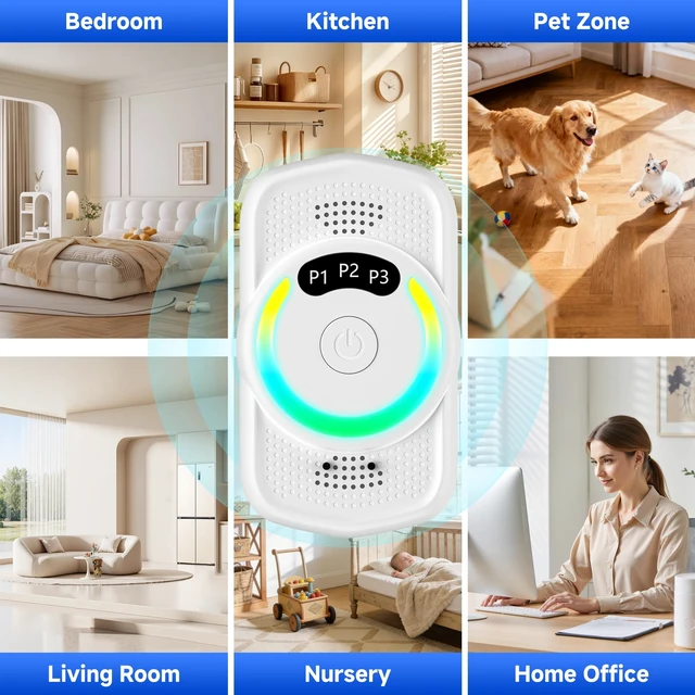 Alt view image 7 of 7 - or Home 4 Pack, Adjustable Negative Ion Plug In Air Purifier | 3 Levels & Indicator Light, Portable Air Cleaner Smoke Dust Pets Odor Eliminator, Mini Air Freshener Ozone-Free &