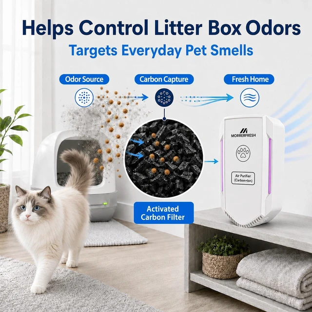 Alt view image 3 of 7 - Air Ionizers for Home with Activated Carbon | 2 in 1 Plug In Air Purifier for Pet Odors, Cat Litter Deodorizer, Bedroom, Kitchen, Bathroom, Office & Home Air Freshener