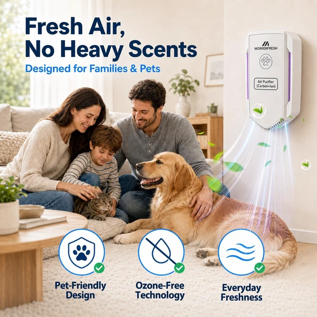 Alt view image 5 of 7 - Air Ionizers for Home with Activated Carbon | 2 in 1 Plug In Air Purifier for Pet Odors, Cat Litter Deodorizer, Bedroom, Kitchen, Bathroom, Office & Home Air Freshener