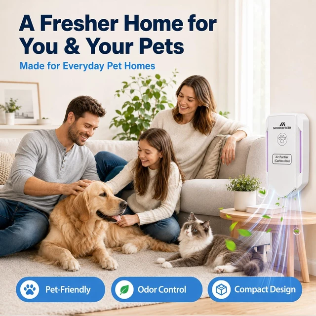 Alt view image 6 of 7 - Air Ionizers for Home with Activated Carbon | 2 in 1 Plug In Air Purifier for Pet Odors, Cat Litter Deodorizer, Bedroom, Kitchen, Bathroom, Office & Home Air Freshener