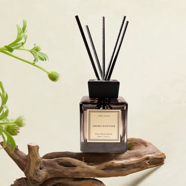 Alt view image 3 of 6 - White Musk Cedar Reed Diffuser Freshen Up Your Living Space Transform Your Home with Natural Fragrance Room Scent Diffuser with 5 Diffuser Sticks 7.04 oz - Black