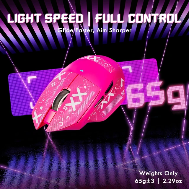 Alt view image 3 of 7 - V6 65g Wireless Gaming Mouse with RGB Magnetic Charging Dock,BT/2.4G Wireless/Wired Mouse 1K Polling,PixArt PAW3311 Sensor,25K DPI,Tape,Programmable Gamer Mice for PC/Win/Mac (Rose)