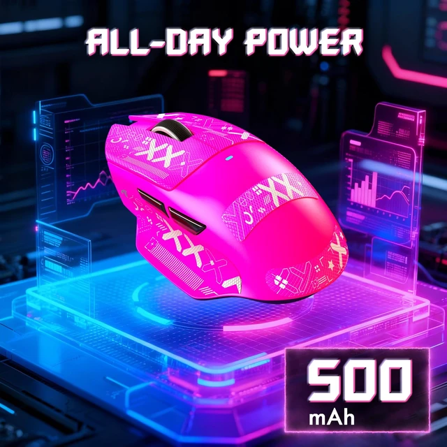 Alt view image 7 of 7 - V6 65g Wireless Gaming Mouse with RGB Magnetic Charging Dock,BT/2.4G Wireless/Wired Mouse 1K Polling,PixArt PAW3311 Sensor,25K DPI,Tape,Programmable Gamer Mice for PC/Win/Mac (Rose)