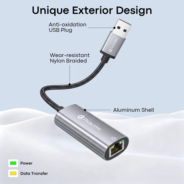 Alt view image 6 of 7 - USB to Ethernet Adapter, 1000Mbps USB 3.0 to RJ45 Gigabit Converter | USB-A to Ethernet LAN Network Adapter, for Laptop, Desktop PC, Windows macOS Linux Chromebook & More