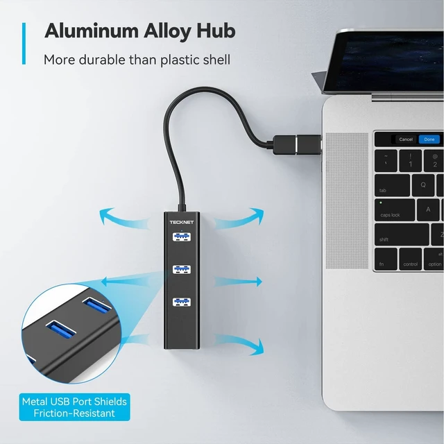 Alt view image 7 of 7 - USB C to Ethernet, Gigabit Ethernet Adapter for Laptop, Plug & Play | LAN Wired Network Adapter, High-Speed 1Gbps & 3 USB 3.0 Hub, 5Gbps Transfer Speed, Driver-Free, 2-in-1 USB-A/C, Aluminum Case