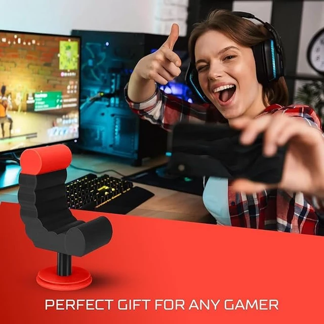 Alt view image 4 of 5 - Gamer Chair Phone Stand - Phone Holder for Smartphones, Kindles Up to 19 cm Tall - Fun Gaming Accessories for Gamers - Useful Gamer Gadgets - Lovely Birthday Gift for Gamers