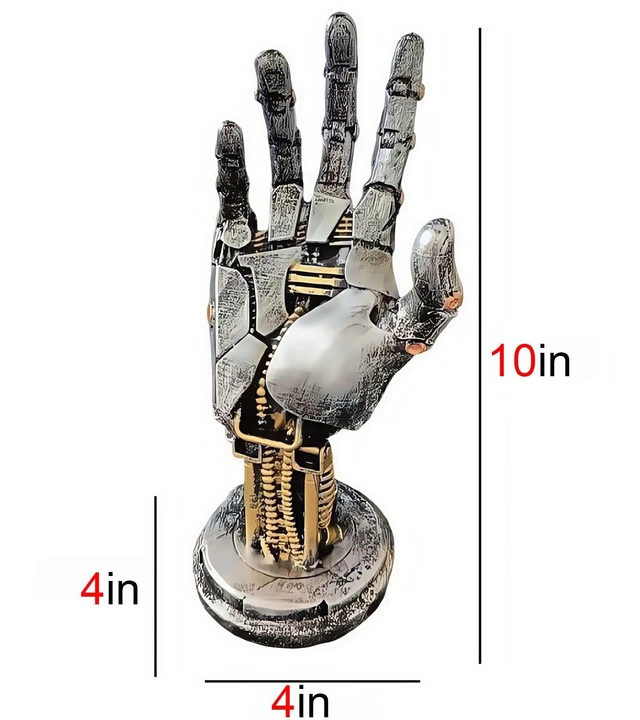 Alt view image 5 of 6 - Hand Controller Stand, Steampunk Resin Gaming Decor (Silver) | Gaming Accessory Holder for PS5, Xbox, PC, Resin Art Desk Decor for Gamers, Modern Home & Gaming Room Decor, Unique Gift Idea
