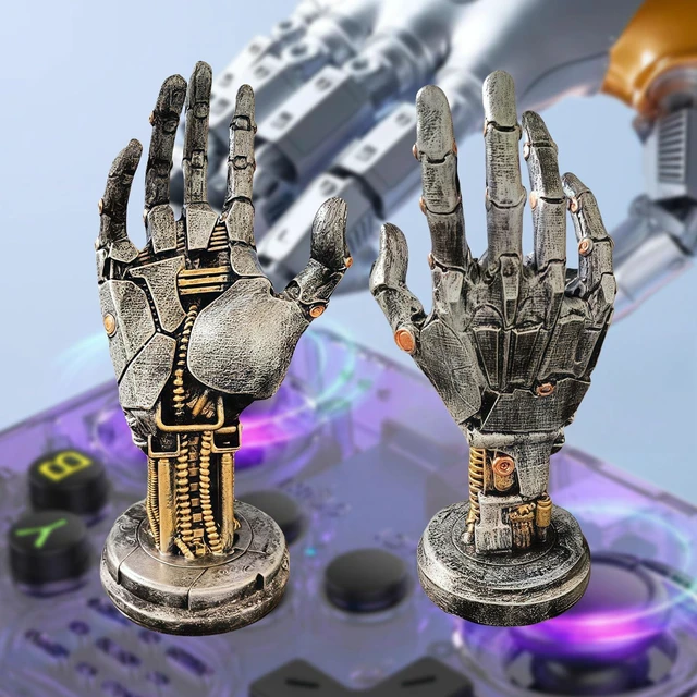 Alt view image 4 of 6 - Hand Controller Stand, Steampunk Resin Gaming Decor (Silver) | Gaming Accessory Holder for PS5, Xbox, PC, Resin Art Desk Decor for Gamers, Modern Home & Gaming Room Decor, Unique Gift Idea