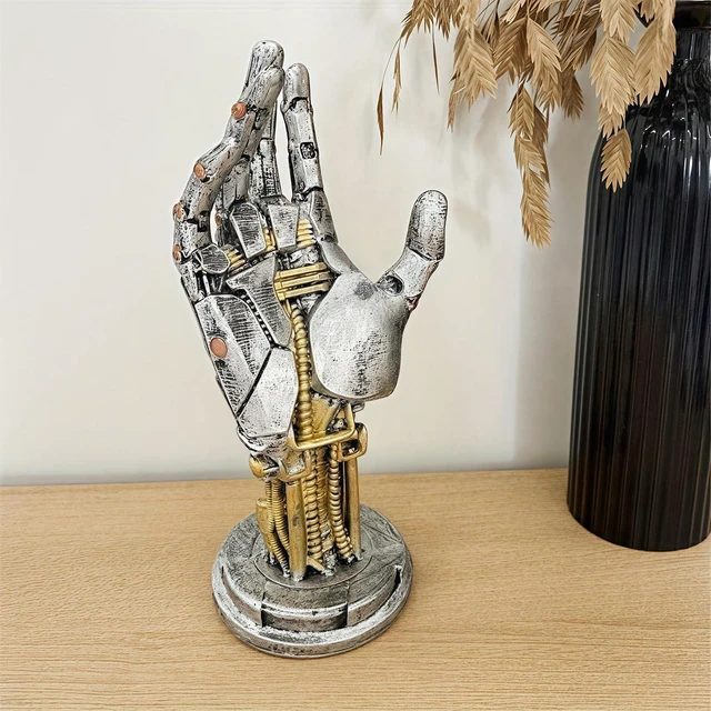 Alt view image 6 of 6 - Hand Controller Stand, Steampunk Resin Gaming Decor (Silver) | Gaming Accessory Holder for PS5, Xbox, PC, Resin Art Desk Decor for Gamers, Modern Home & Gaming Room Decor, Unique Gift Idea