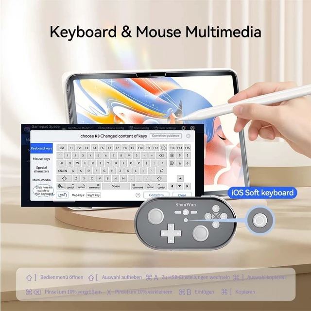 Alt view image 3 of 7 - Wireless Mini Controller for Switch, PC, iOS, Android, Supports Keyboard Mode for iPad Procreate (Silver)