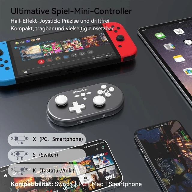 Alt view image 2 of 7 - Wireless Mini Controller for Switch, PC, iOS, Android, Supports Keyboard Mode for iPad Procreate (Silver)