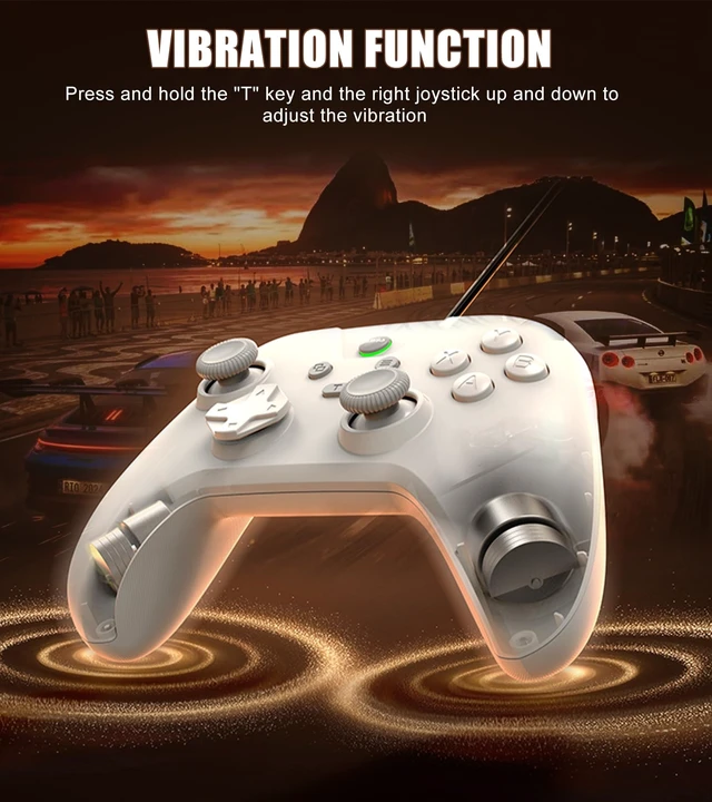 Alt view image 6 of 7 - Wired Controller for Android/Tablet/Windows PC/Switch/PS4/PS3, 1000Hz Polling Rate Plug and Play Gaming Gamepad Joystick with USB C Adapter, Dual Motors, Turbo, 6.56ft Cable,Ultra-Low Latency -White