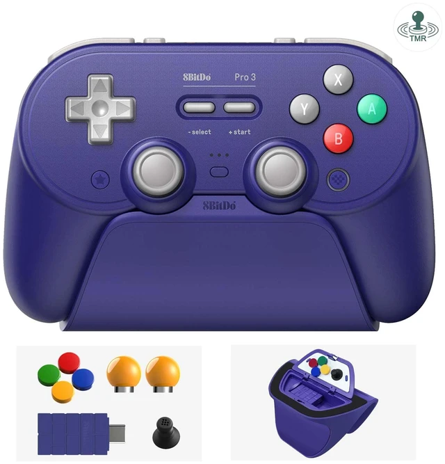 Main image of Pro 3 Bluetooth Controller for Switch/Switch 2,TMR Joysticks, Purple | For Apple, Windows, SteamOS, Android, Swappable ABXY Buttons, Hall/Tactile Triggers, Back Buttons&R4/L4 Bumpers,Charging Dock