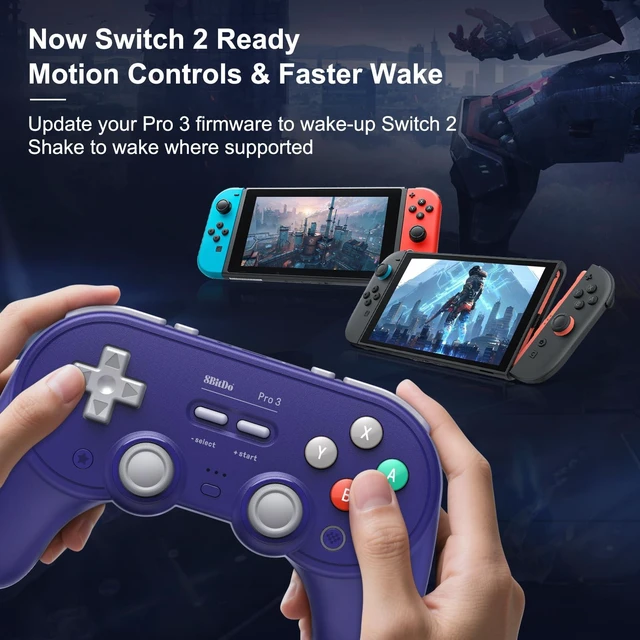 Alt view image 3 of 7 - Pro 3 Bluetooth Controller for Switch/Switch 2,TMR Joysticks, Purple | For Apple, Windows, SteamOS, Android, Swappable ABXY Buttons, Hall/Tactile Triggers, Back Buttons&R4/L4 Bumpers,Charging Dock