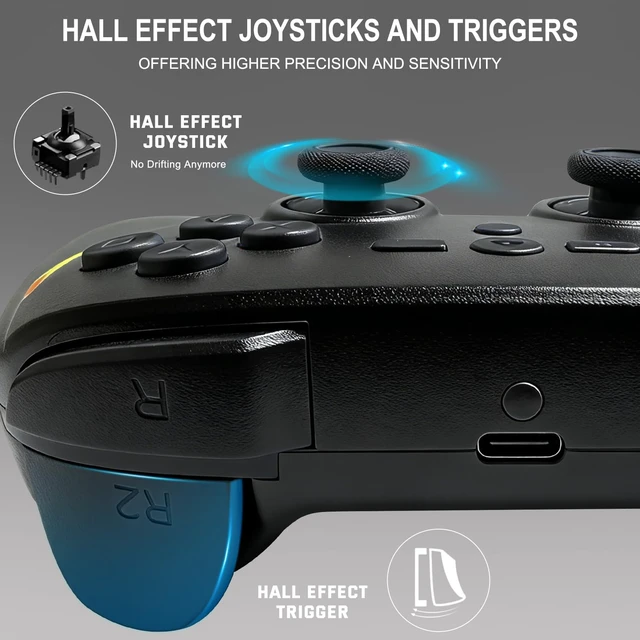 Alt view image 4 of 7 - Mobile Gaming Controller, Wireless Game Controller for iPad/Tablet/iPhone/Android/Switch/Switch 2/Lite/OLED/PC, Handheld Gamepad with Hall Effect Joysticks/Triggers/6-Axis Gyro - Black